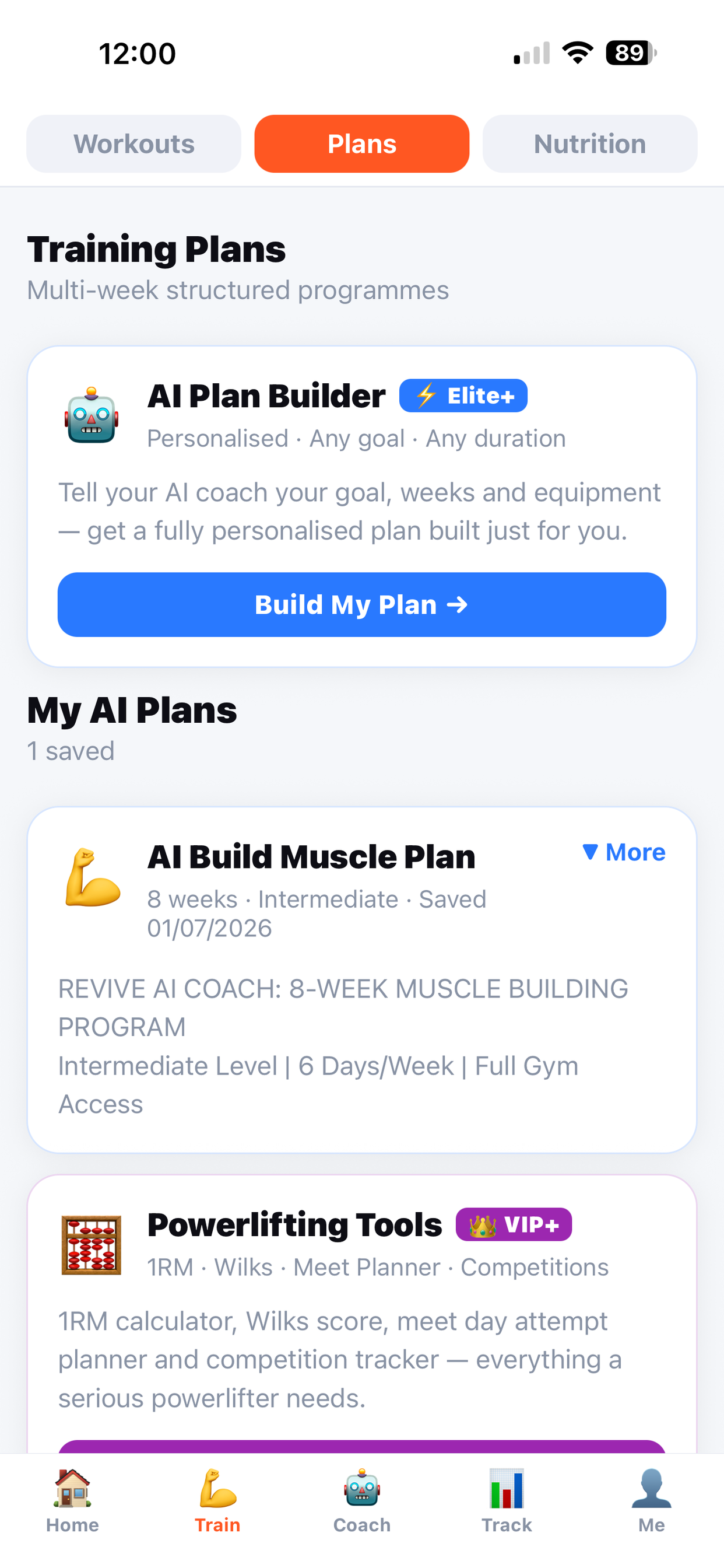 REVIVE training plans