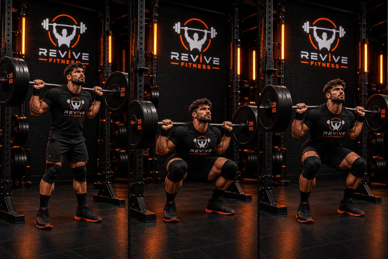 Squat progression tracked with REVIVE Fitness app
