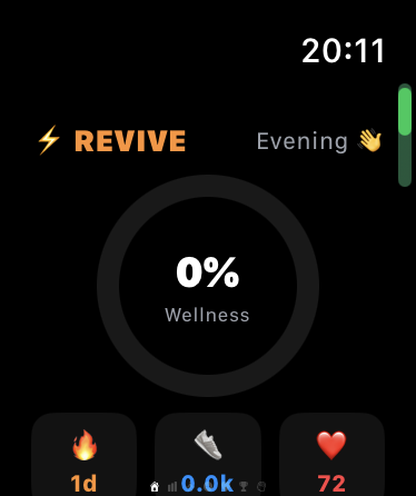 REVIVE Watch home screen
